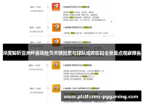 深度解析亚洲杯赛场胜负关键因素与球队成败密码全景盘点观察报告